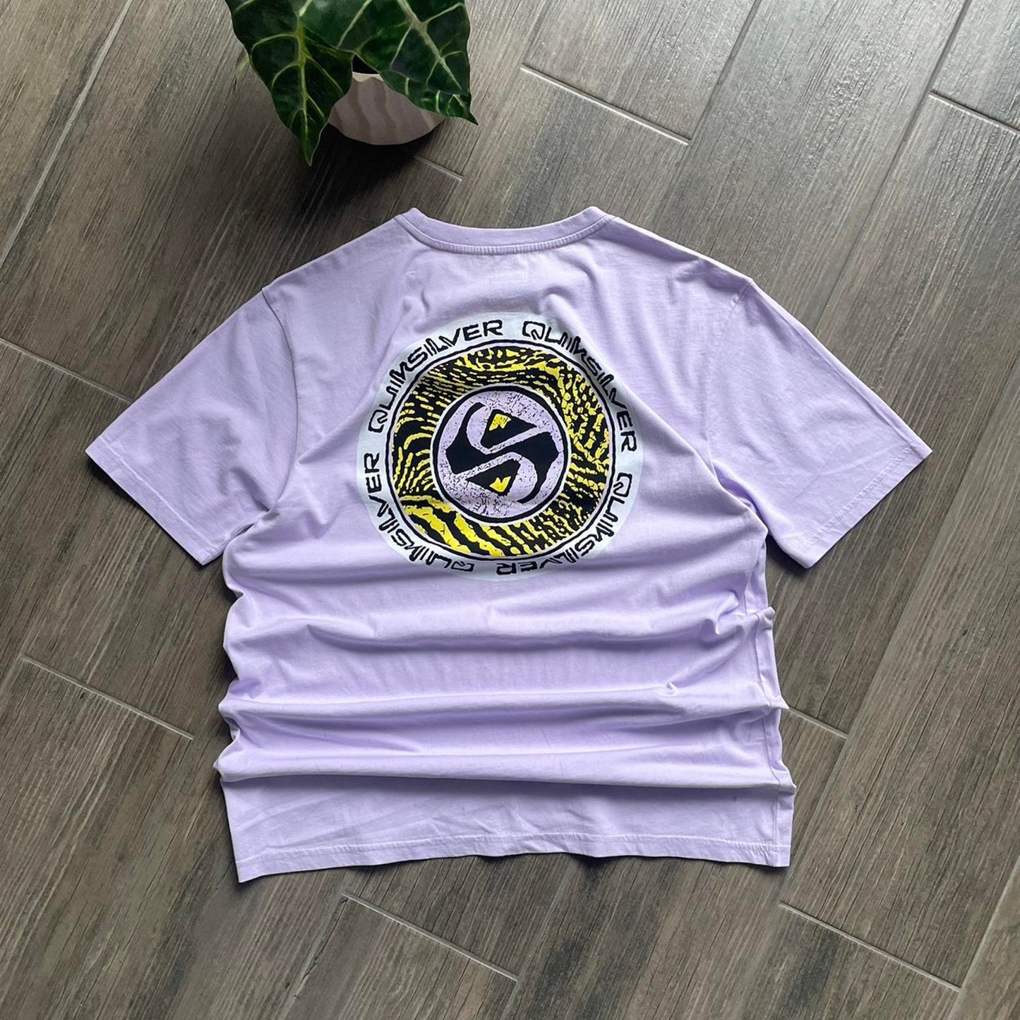 Quiksilver purple big logo surf cotton t-shirt M