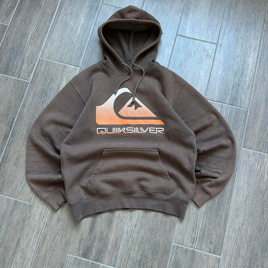 Quiksilver brown baggy y2k hoodie
