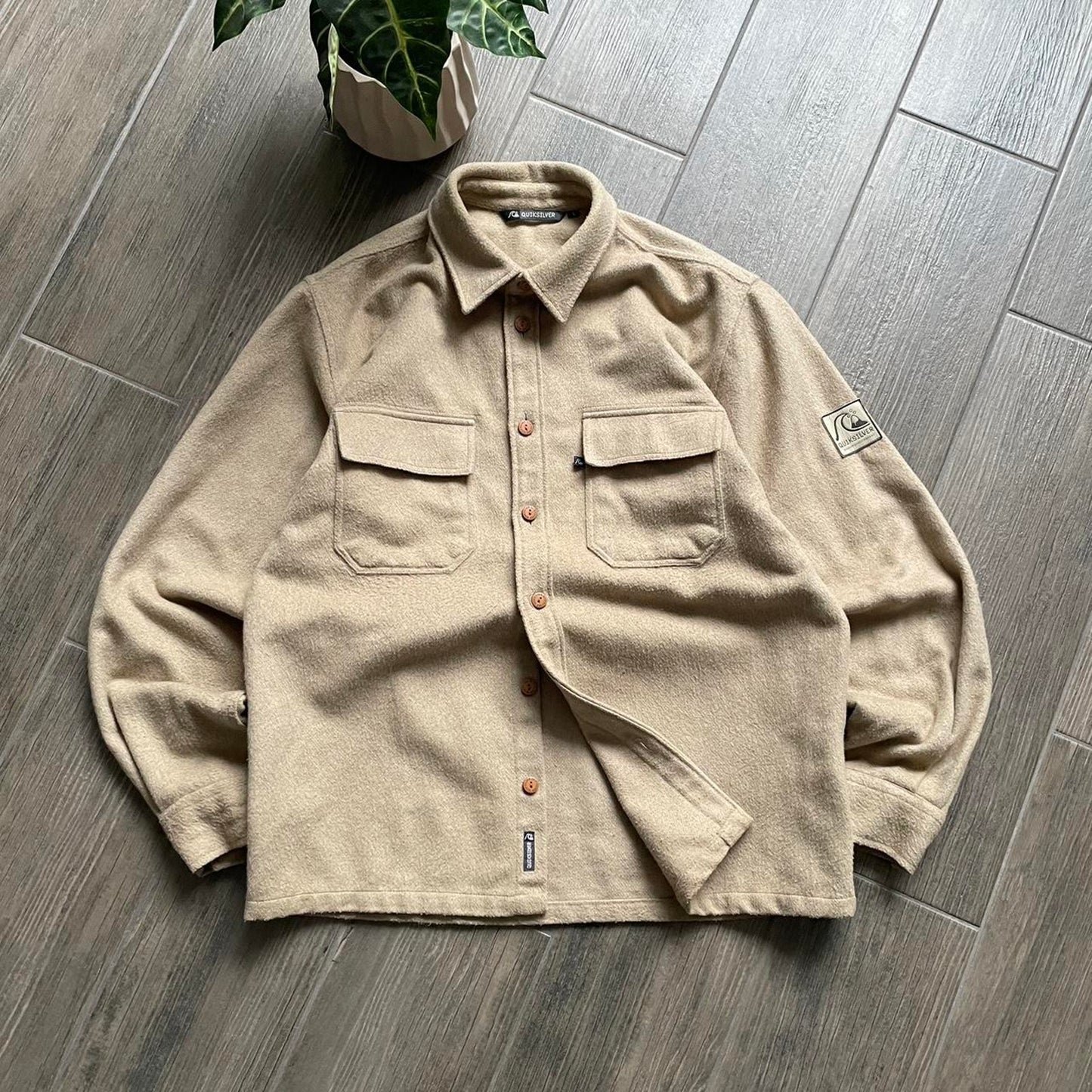 Quiksilver y2k beige wool surf M-L overshirt jacket