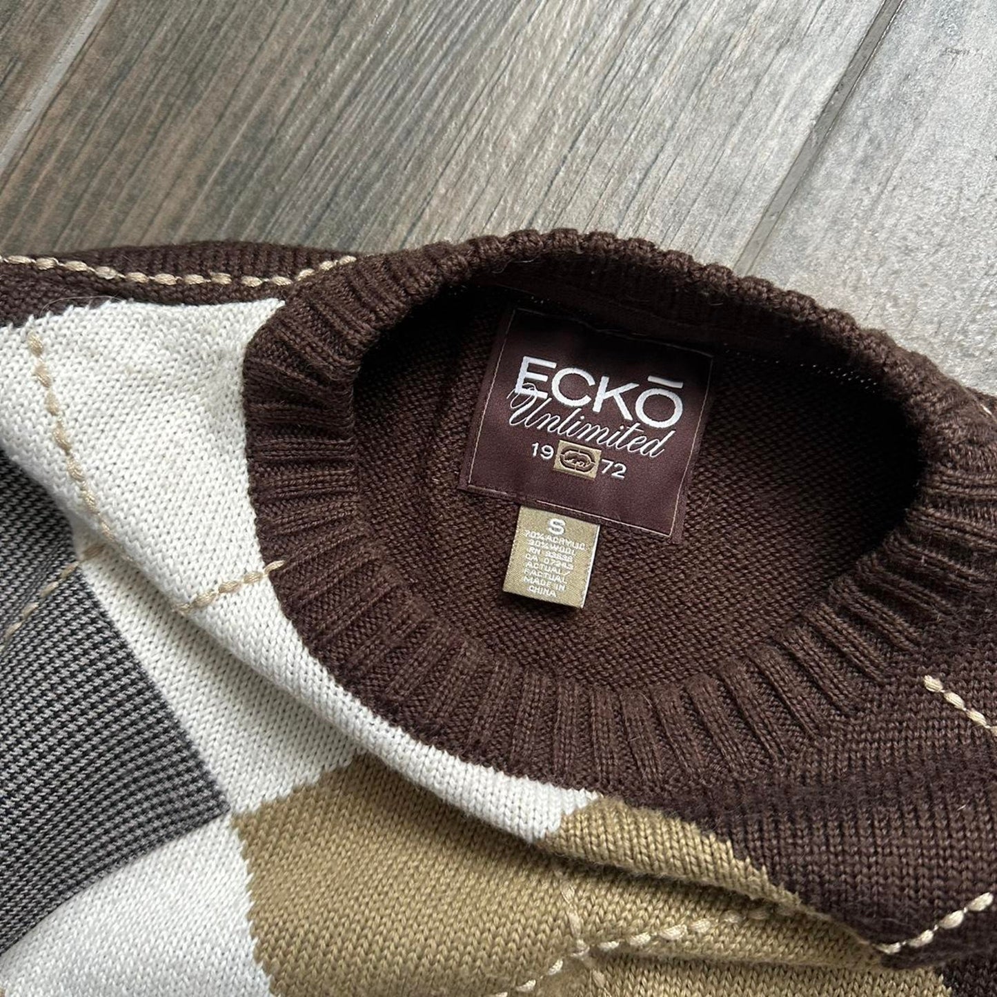 Ecko Unltd brown argyle sweater