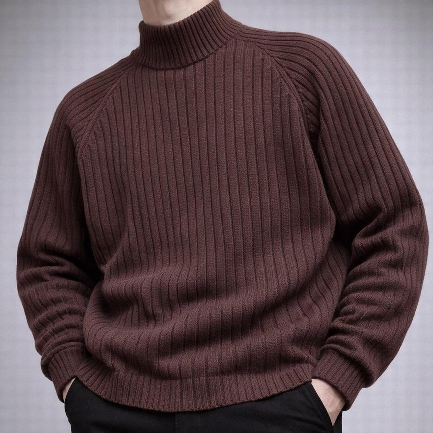 Brown ribber turtleneck sweater