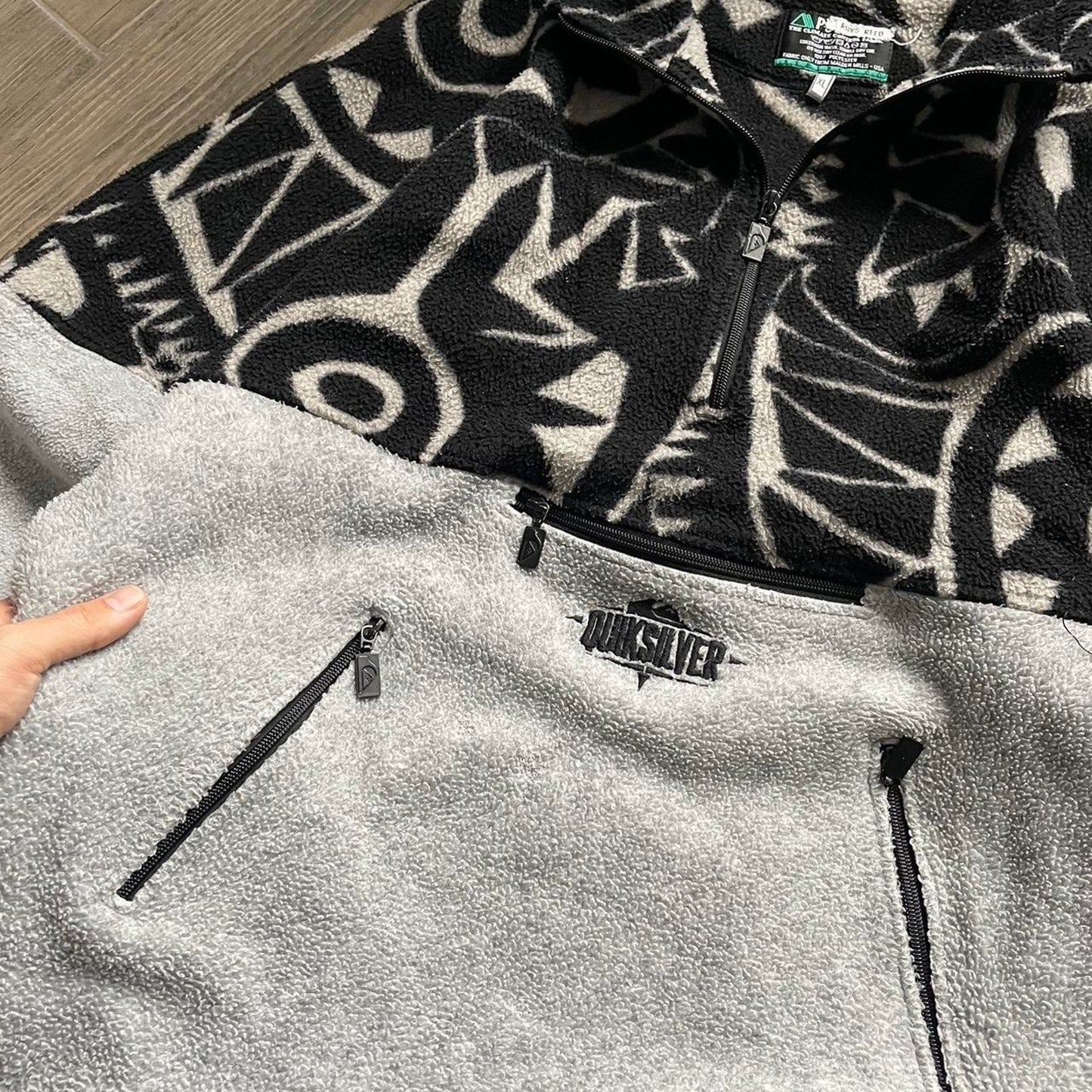 Y2K quiksilver fleece grey baggy surf jumper XL