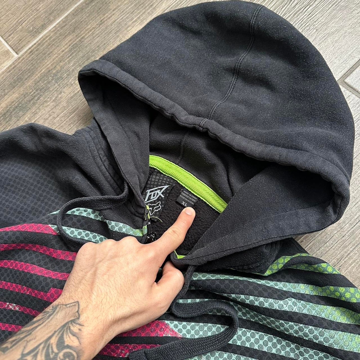 Fox y2k zip baggy racing hoodie