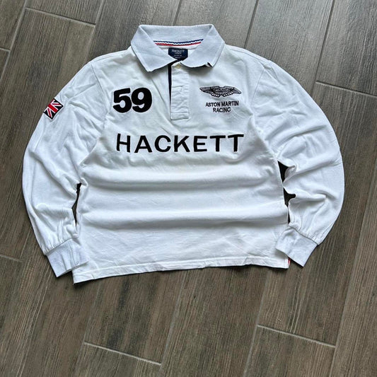 Hackett rugby style white polo