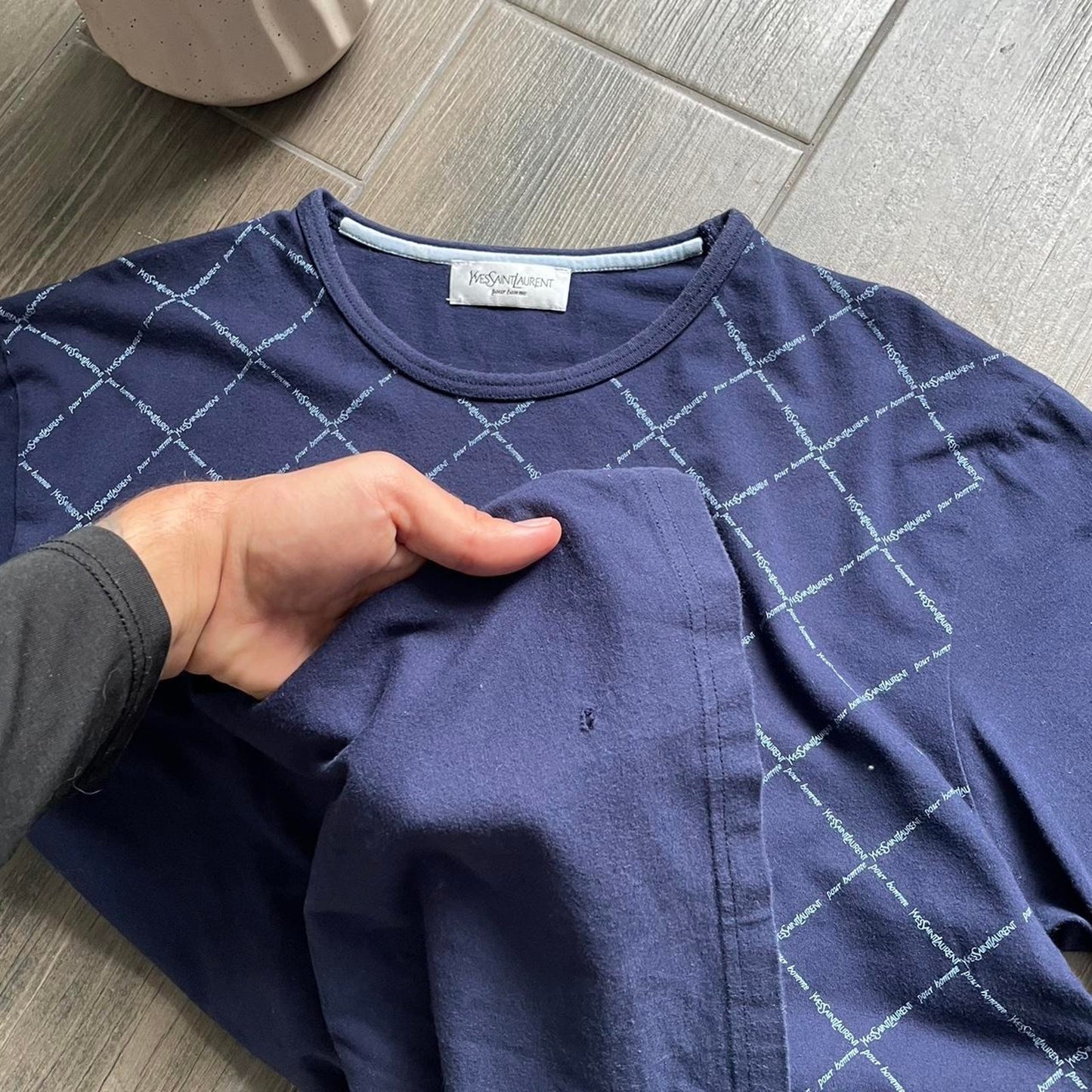 Yves Saint Lauren y2k luxury baggy navy XL tee