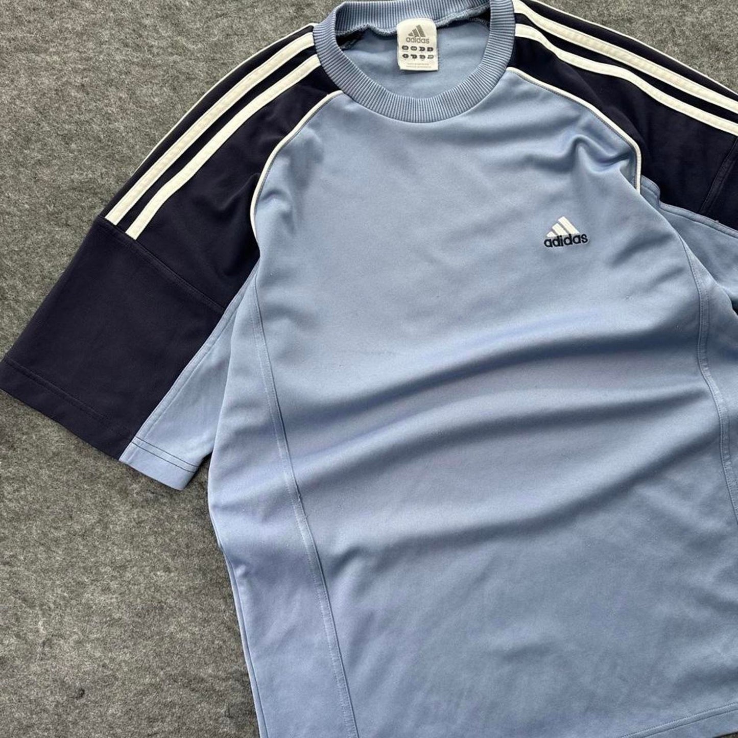 Adidas blue and white striped
