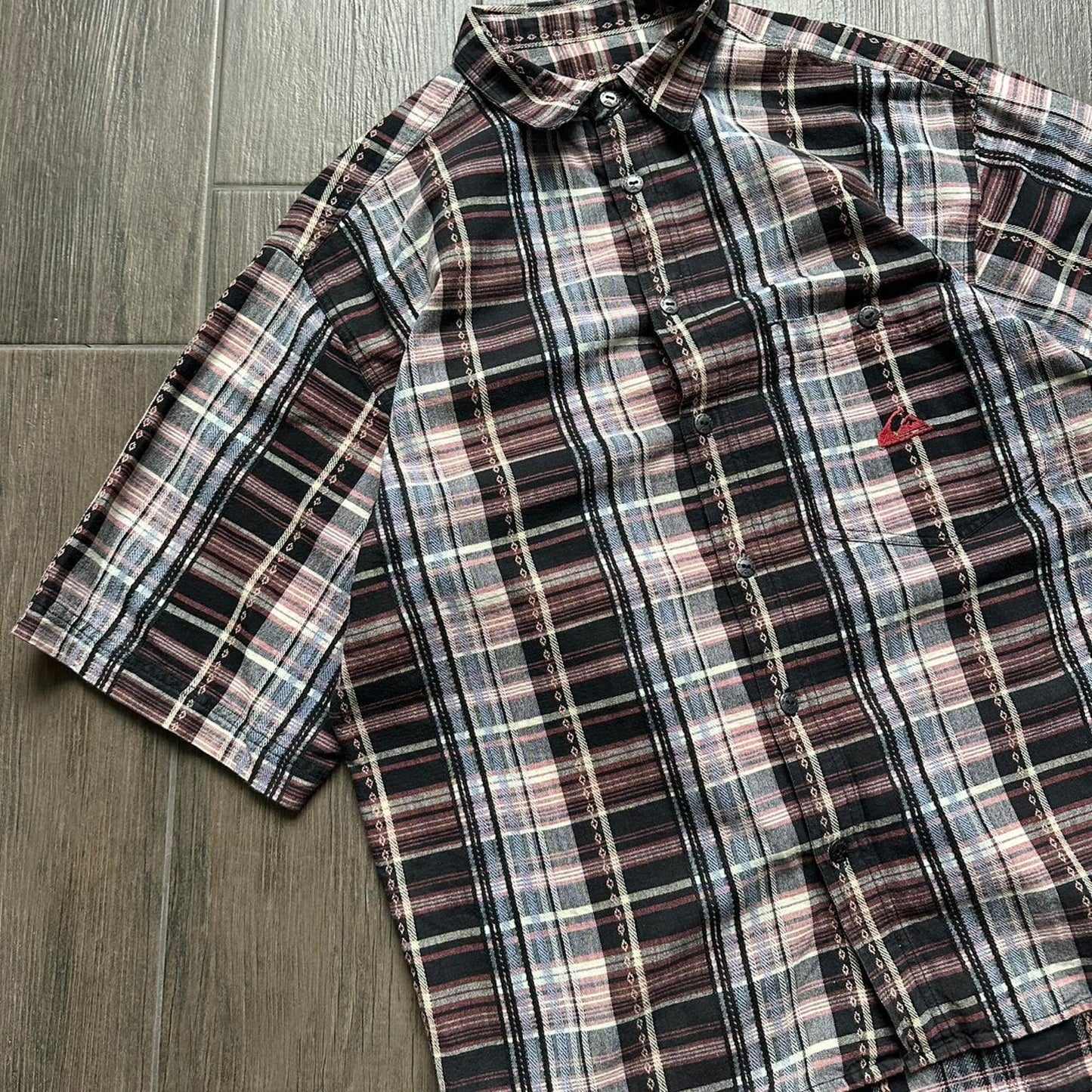 Quiksilver multicoloured plaid button up shirt