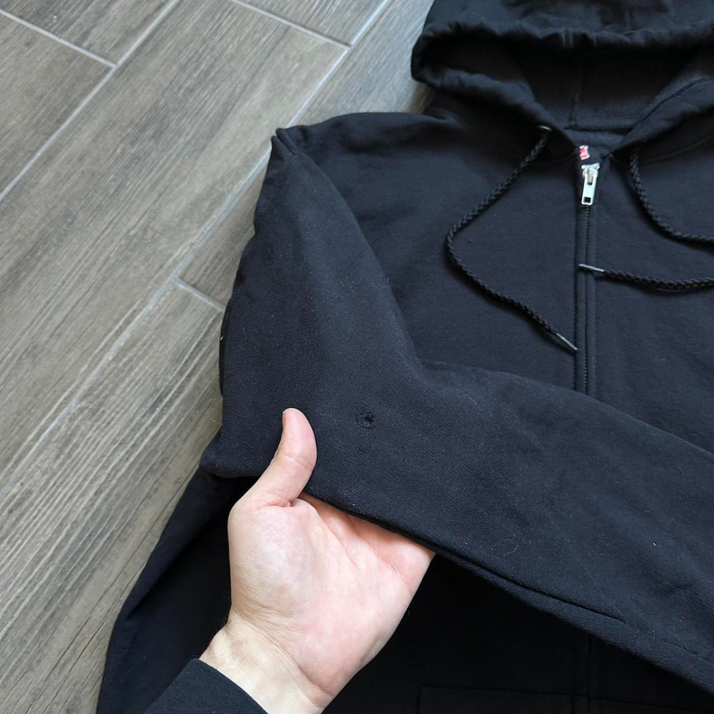 Y2k black zip baggy hoodie