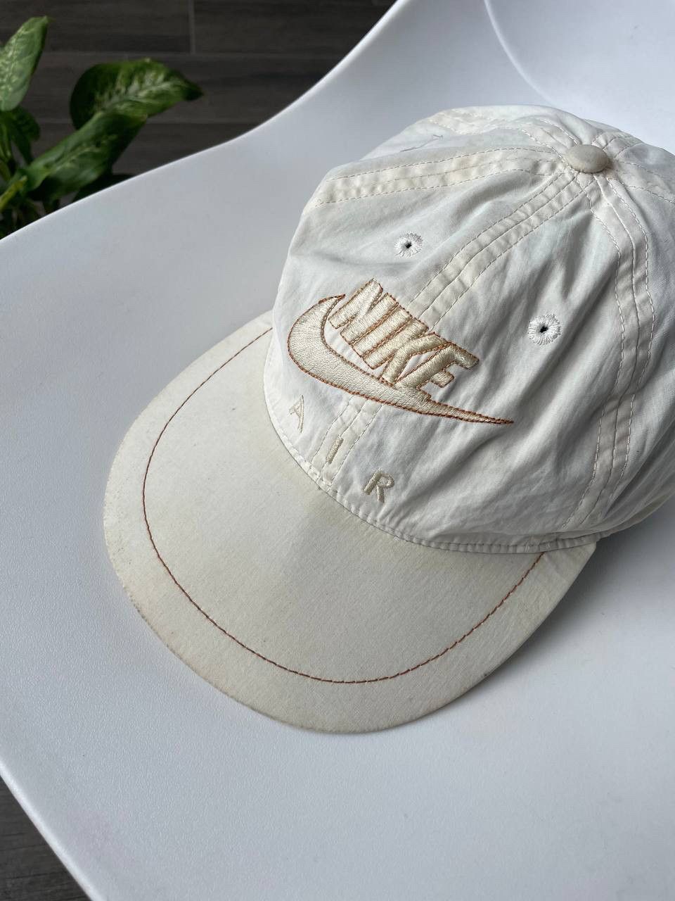 Nike swoosh white distressed cap