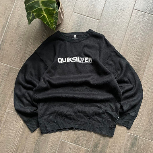 Y2K Quiksilver black knitt winter baggy surf M sweater