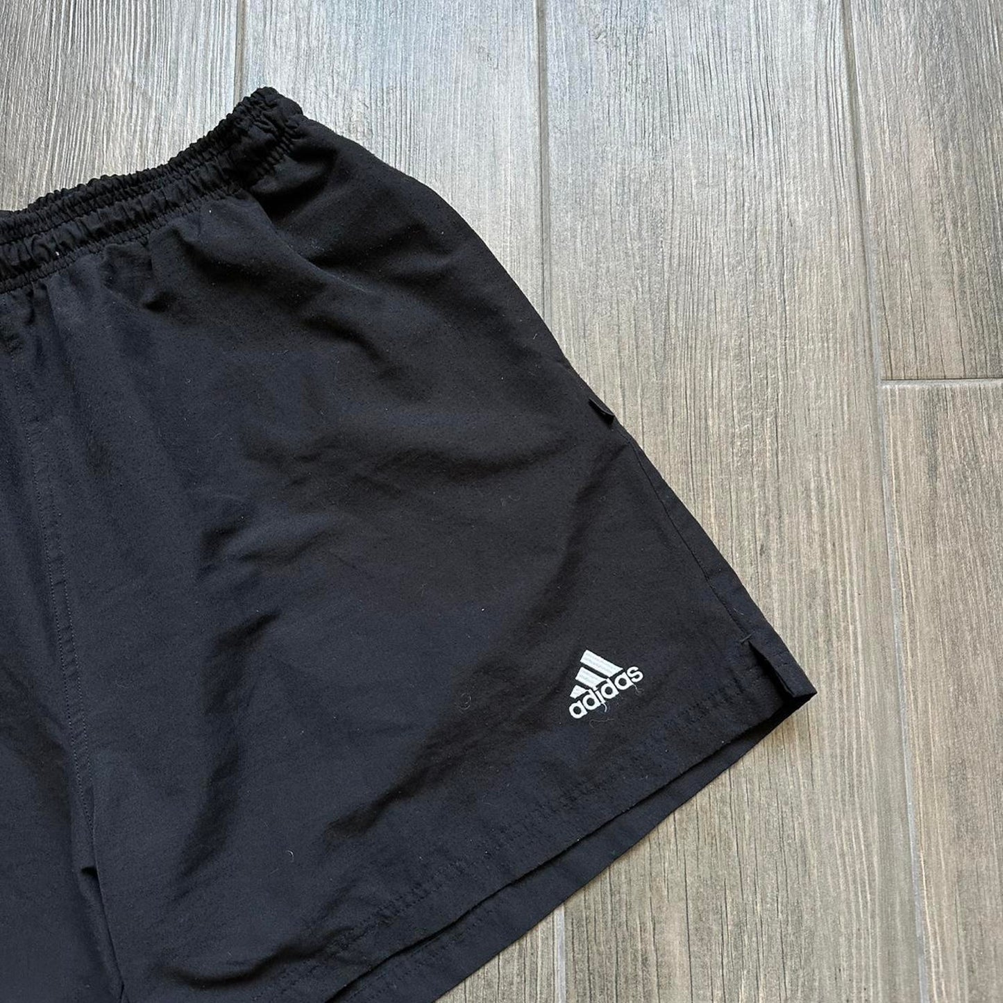 Adidas black shorts with white