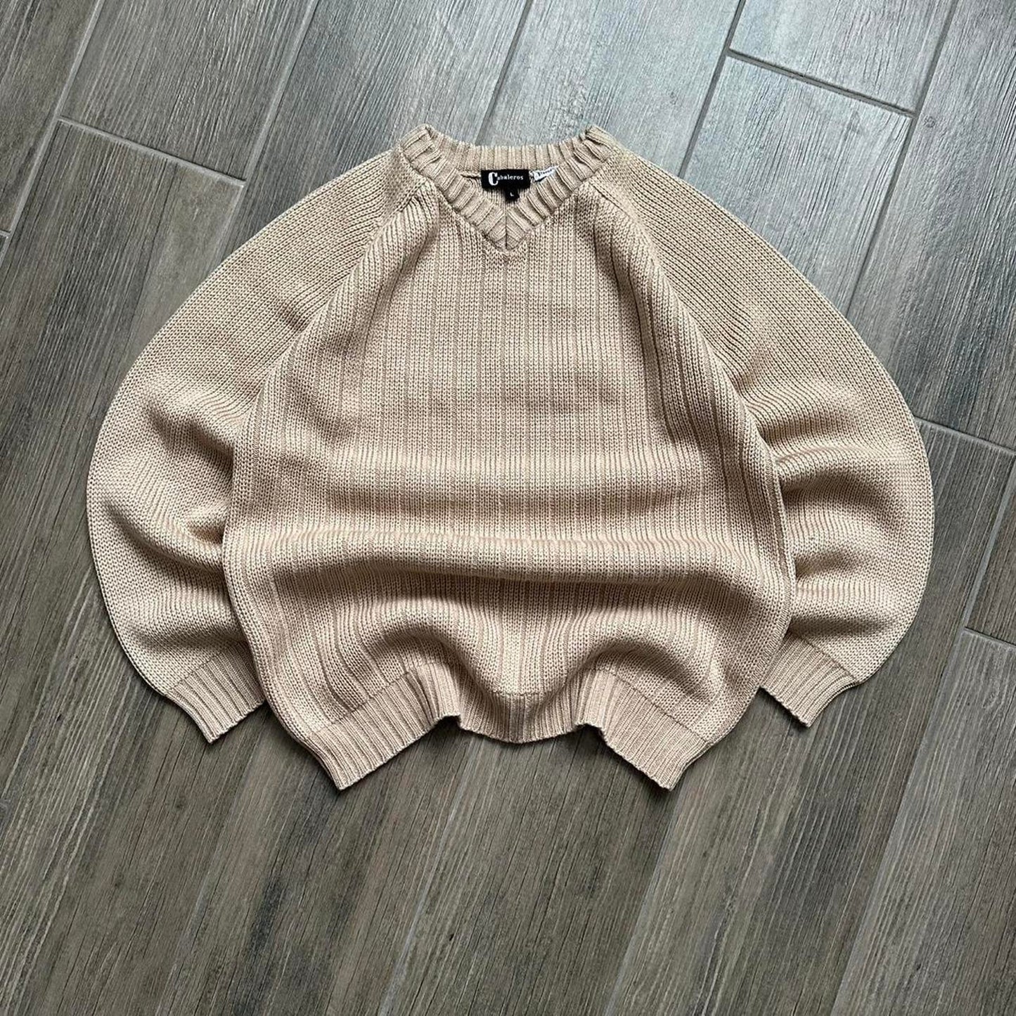 Tan oversized knit sweater