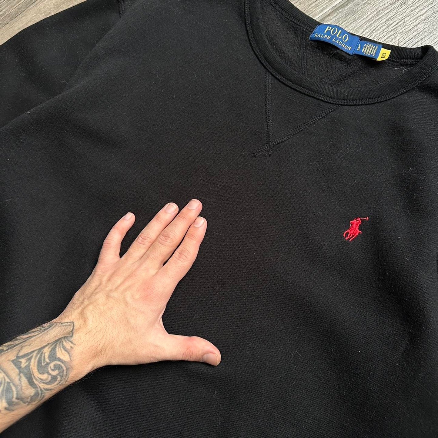 Polo Ralph Lauren black y2k baggy casual sweatshirt