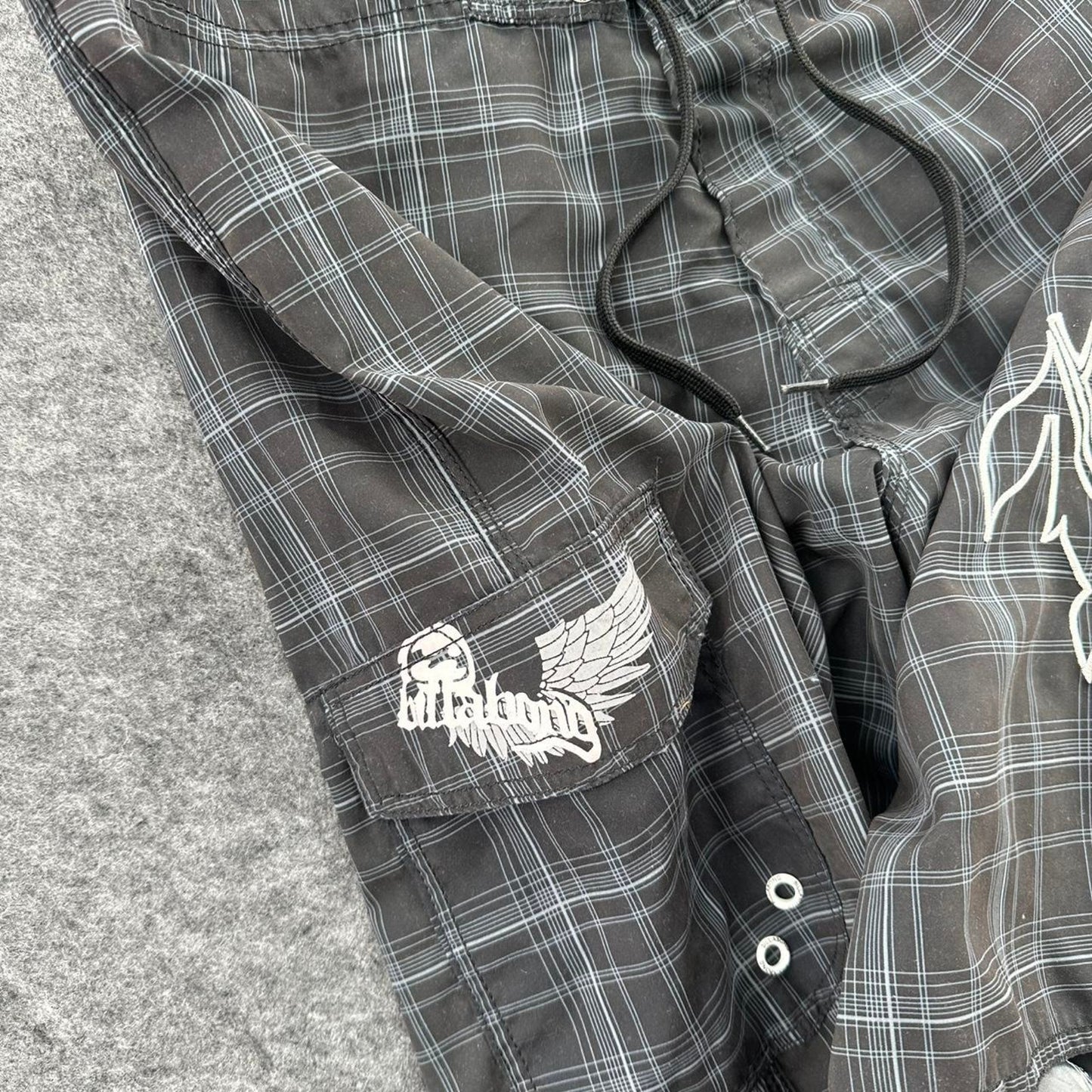Billabong grey plaid board shorts