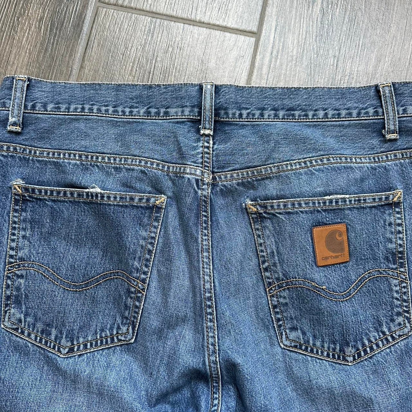 Carhartt distressed blue denim jeans