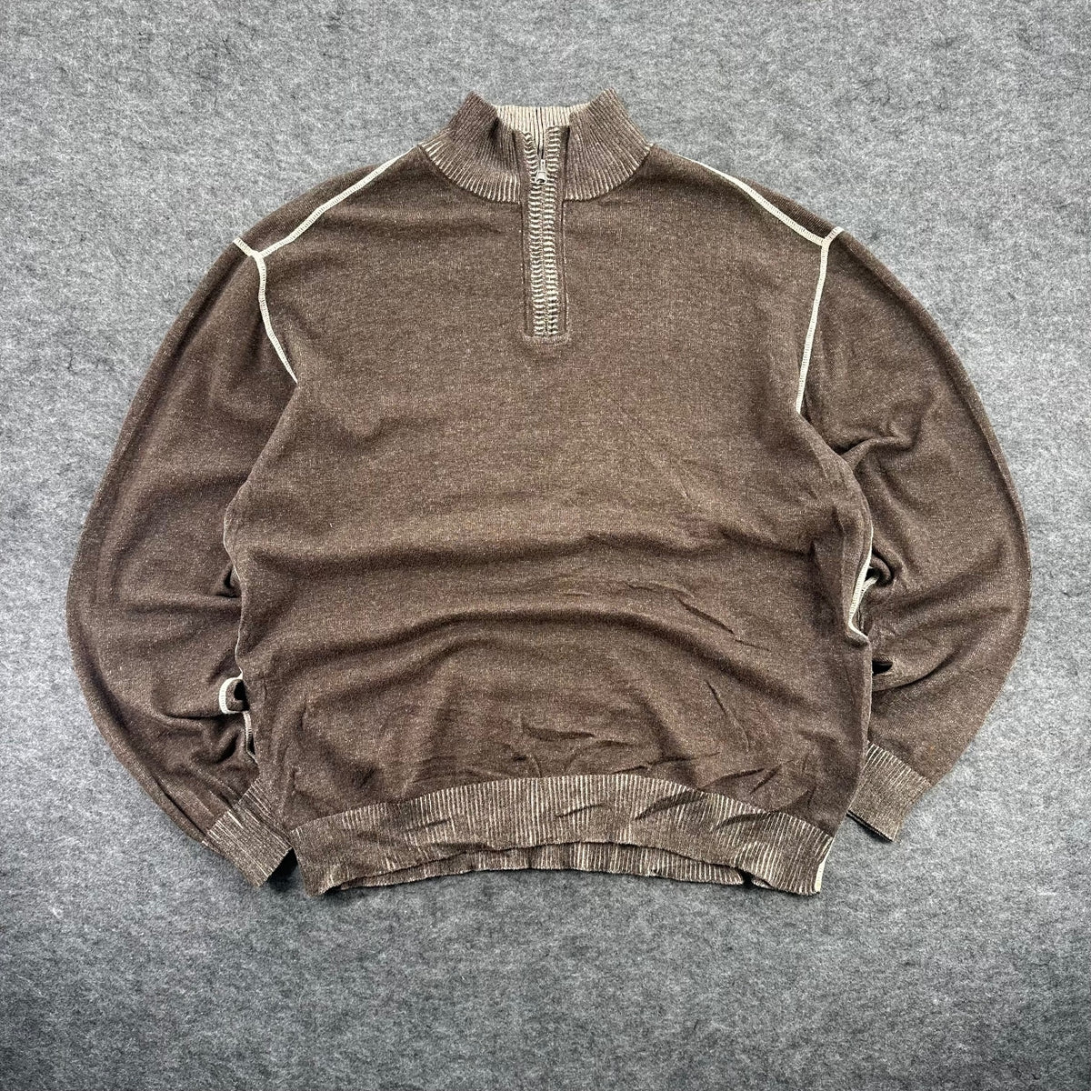 Y2K Brown Quarter Zip Sweater Size XL