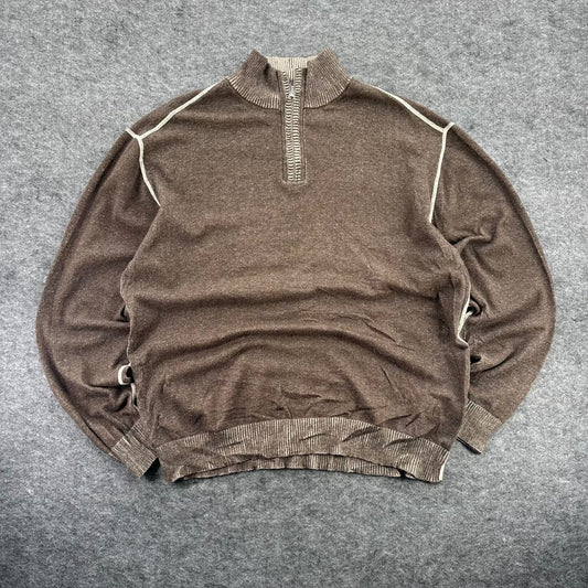Y2K Brown Quarter Zip Sweater Size XL