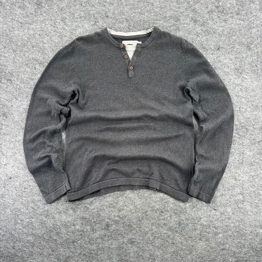 Celio Y2K Grey Long Sleeve Henley Tee Size S