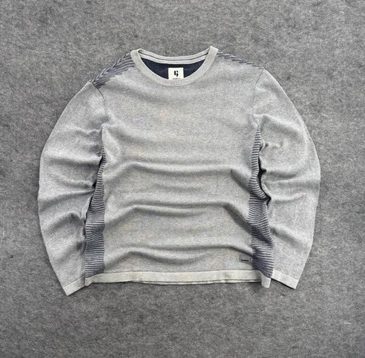 Y2K Grey Knitted Long Sleeve Sweater