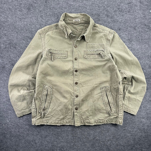 Cherokee Y2K Khaki Distressed Utility Jacket