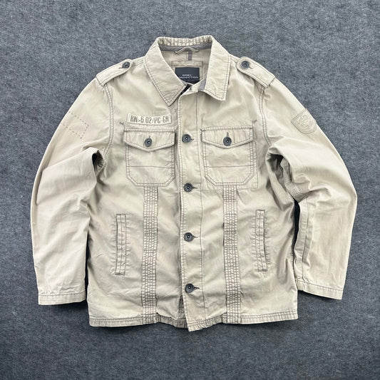 Y2K Beige Utility Jacket Size M