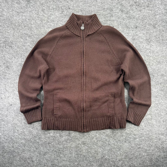 Y2K Brown Wool Women's Cardigan Size M-L