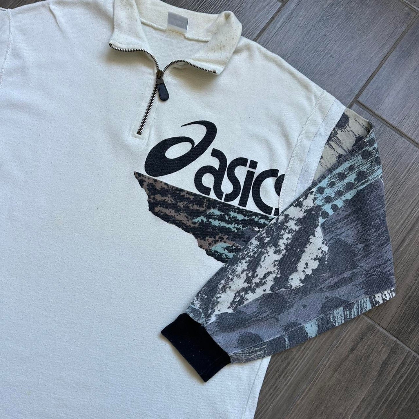 90s Asics white quarter zip sweatshirt