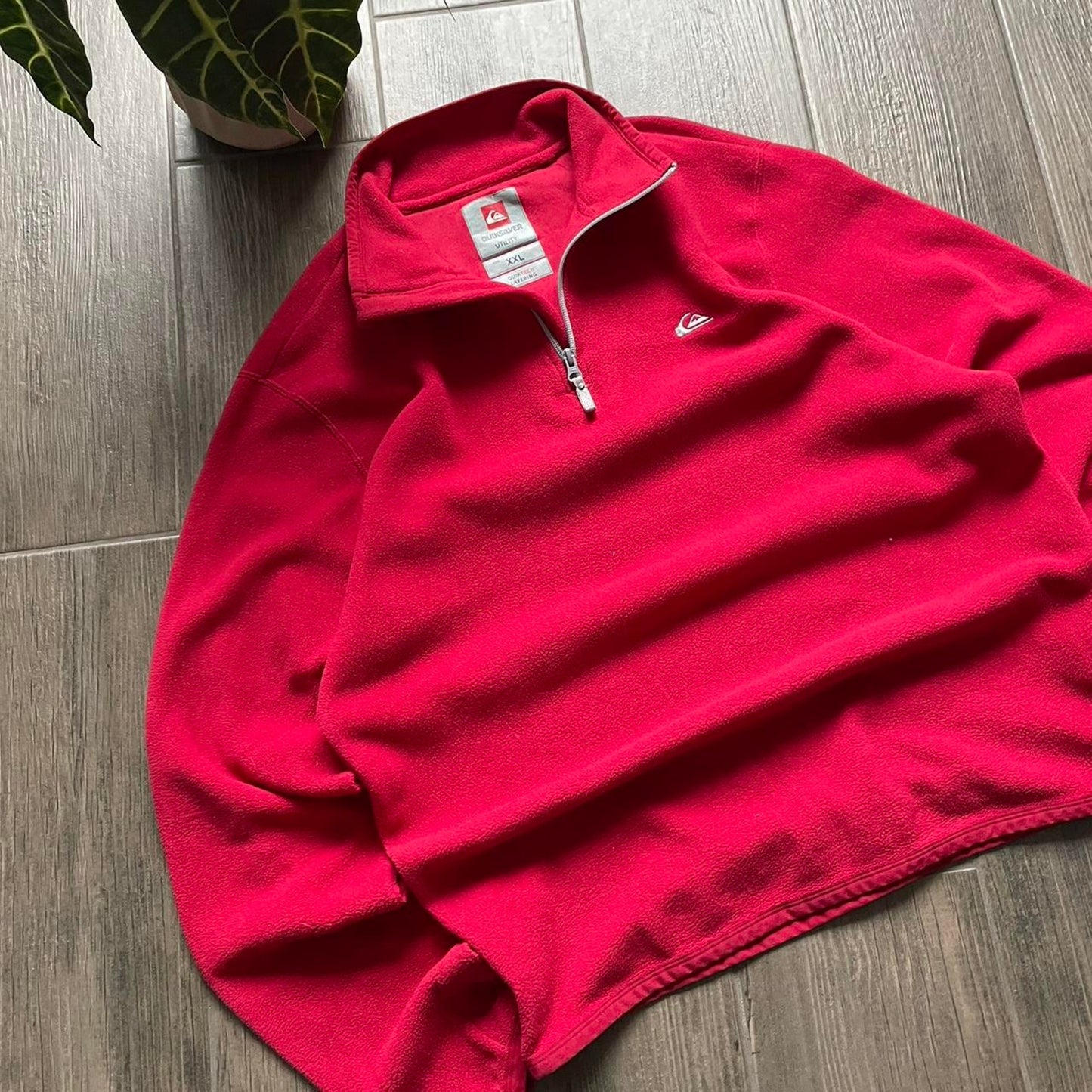 Y2K quiksilver fleece red baggy surf jumper XL