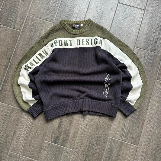 Lotto y2k baggy streetwear knitted vintage sweater