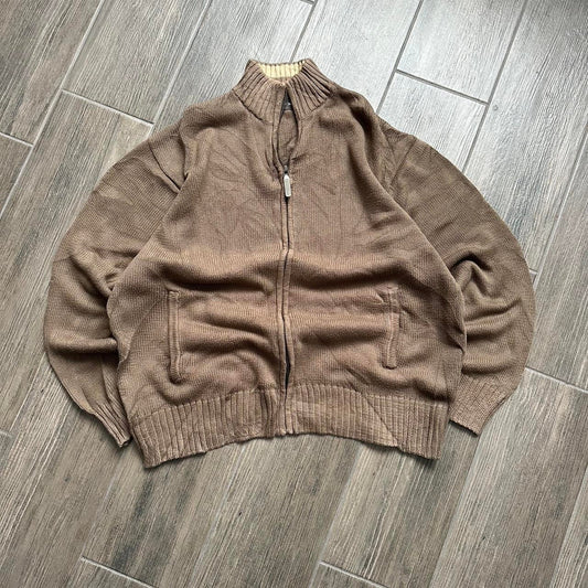 Y2k Japanese style knitted zip XL jumper