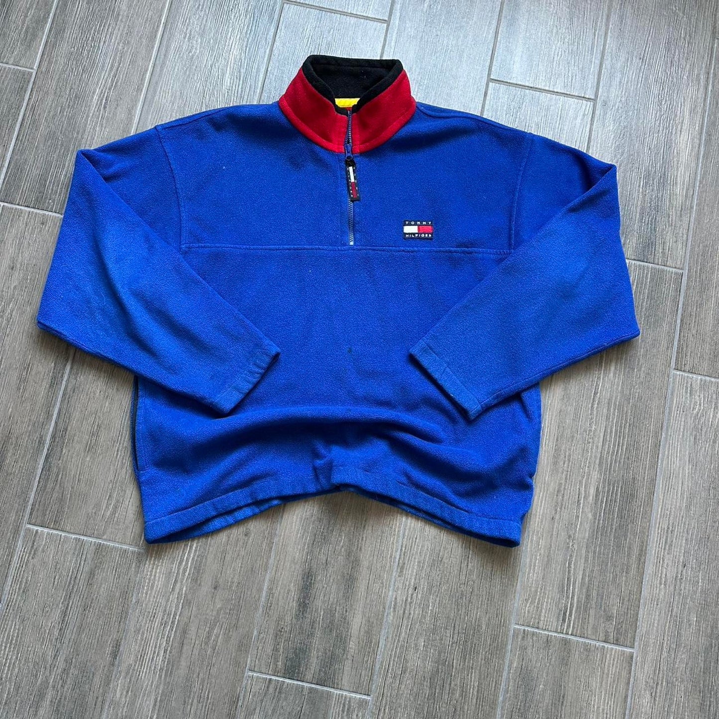 Tommy Hilfiger blue fleece quarter zip vintage L jumper