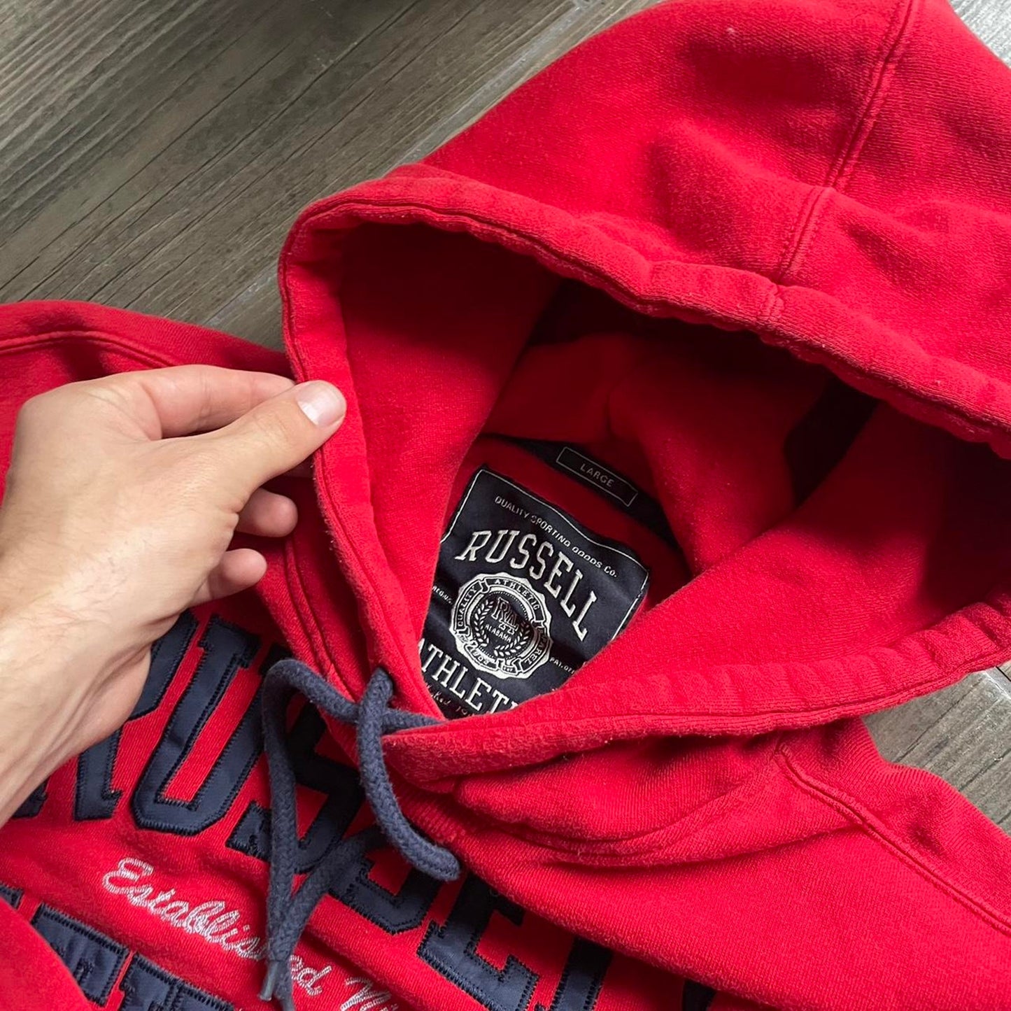 Russel Athletic y2k red streetwear baggy hoodie