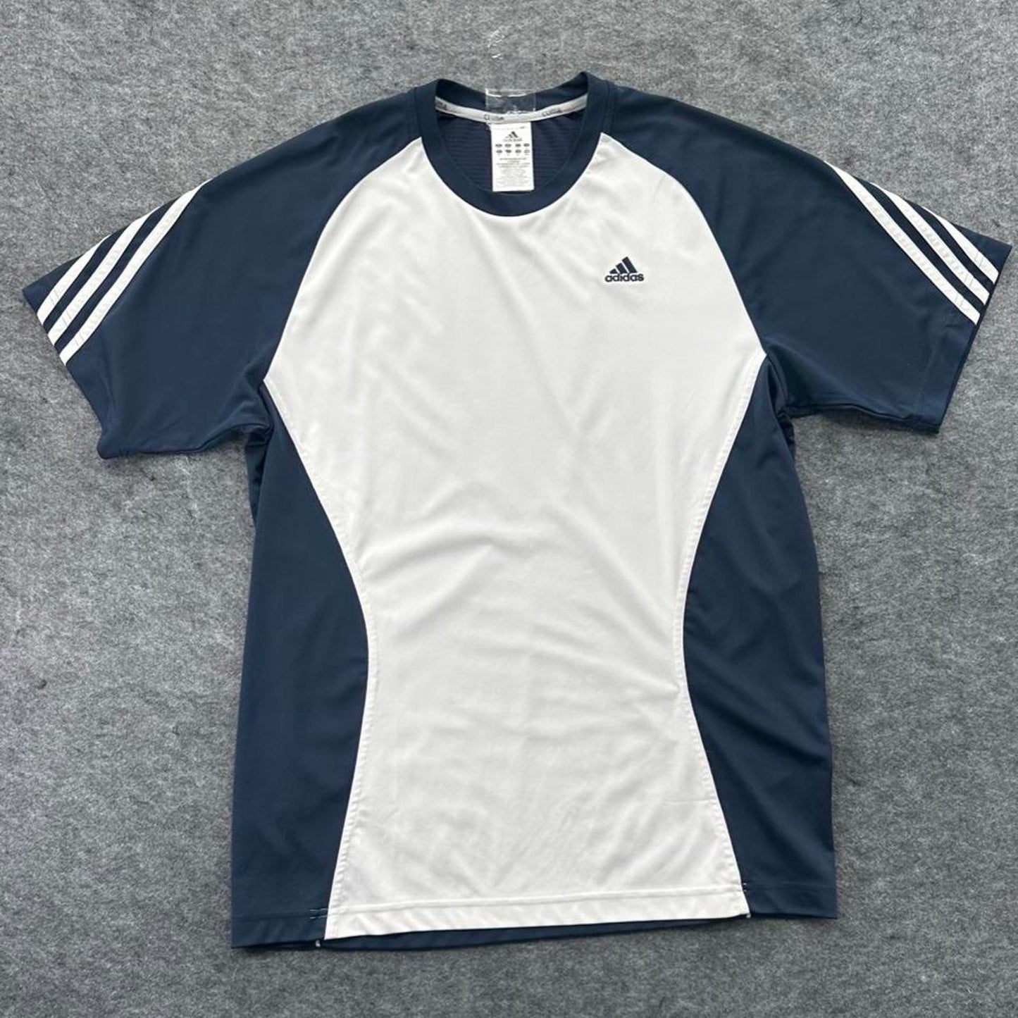 Adidas white and navy blue
