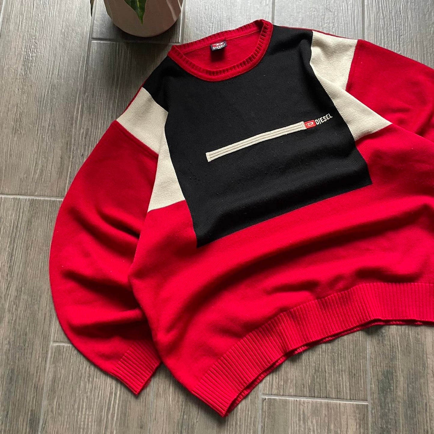 Diesel vintage Japanese style knitted striped L-XL sweater