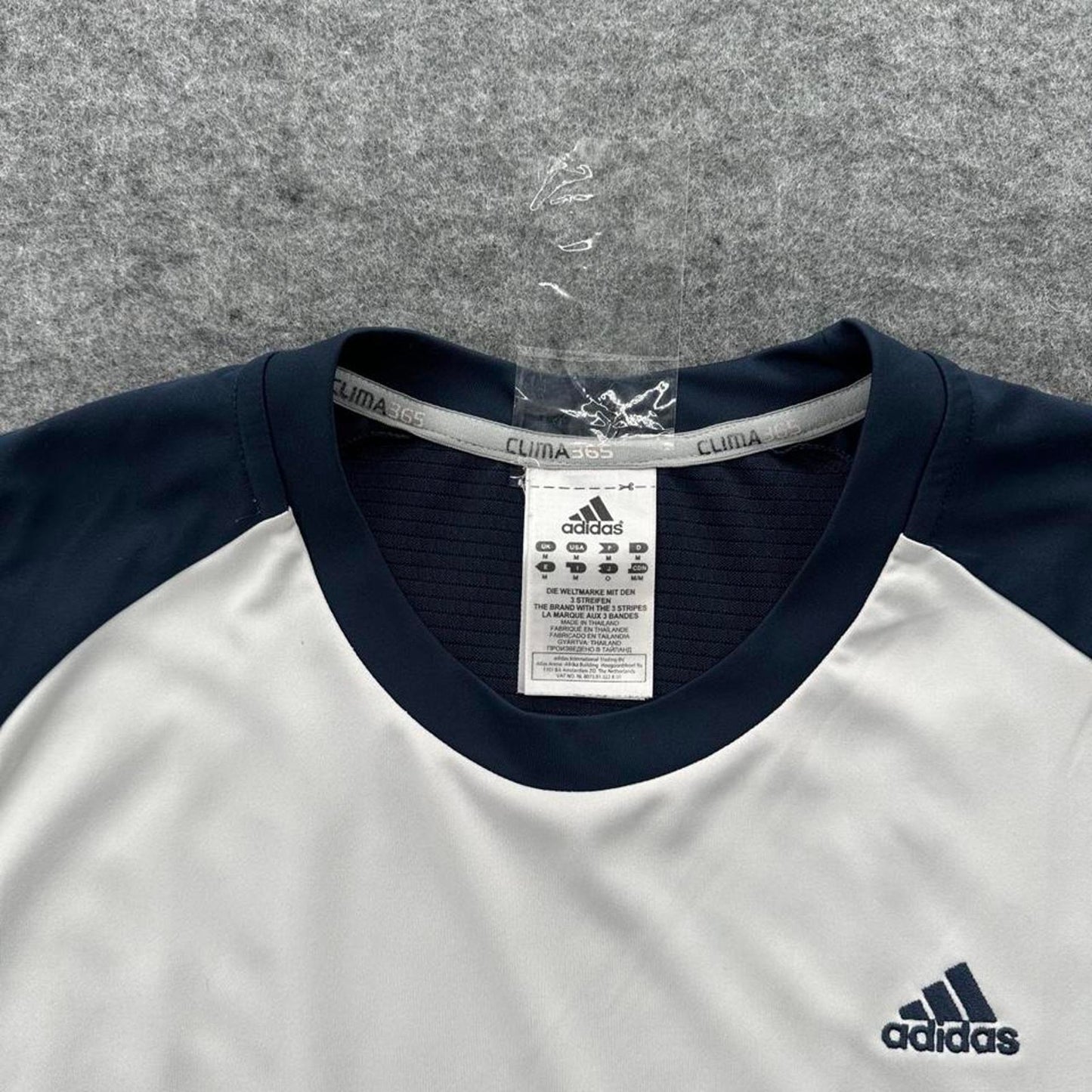 Adidas white and navy blue