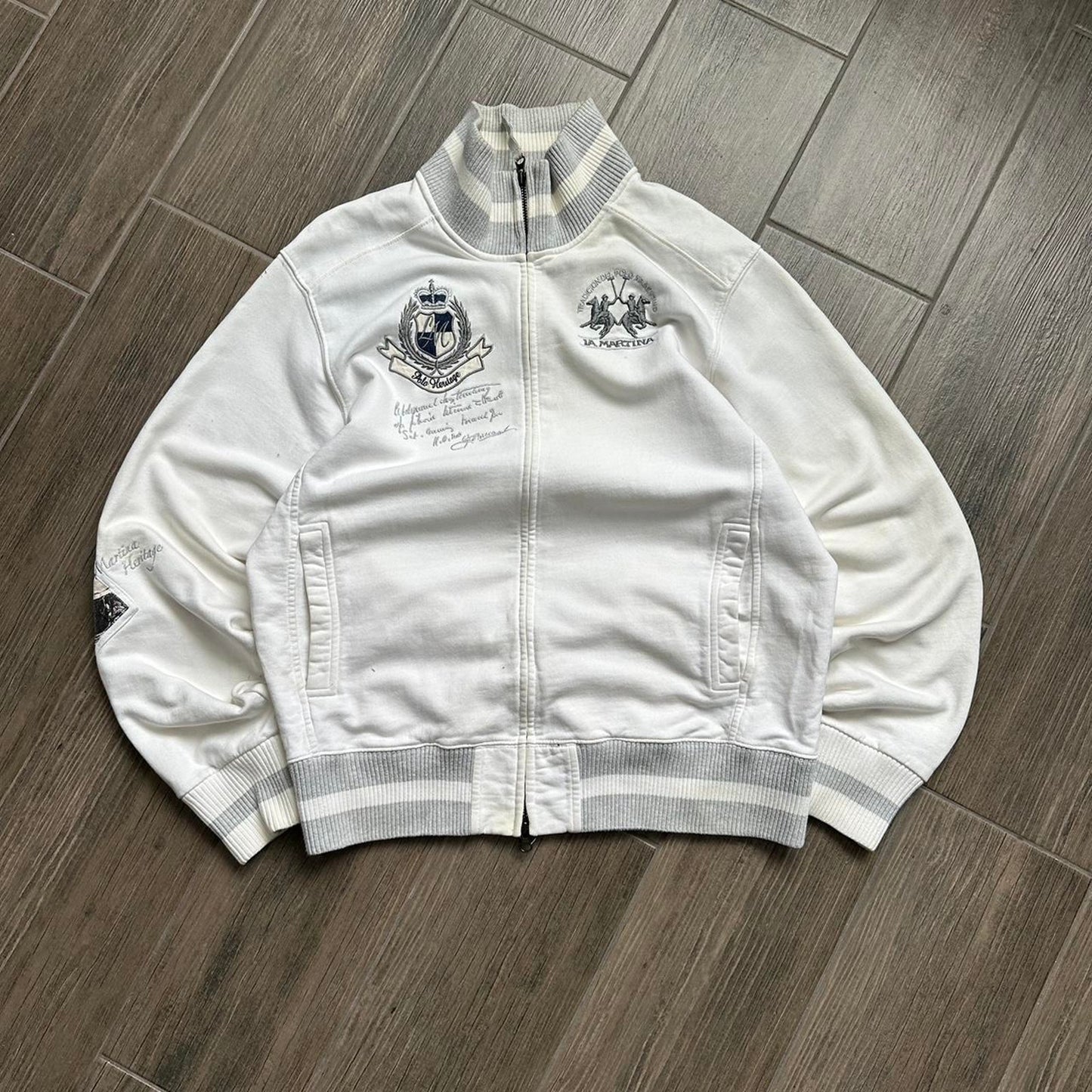 La Martina y2k white zip jacket