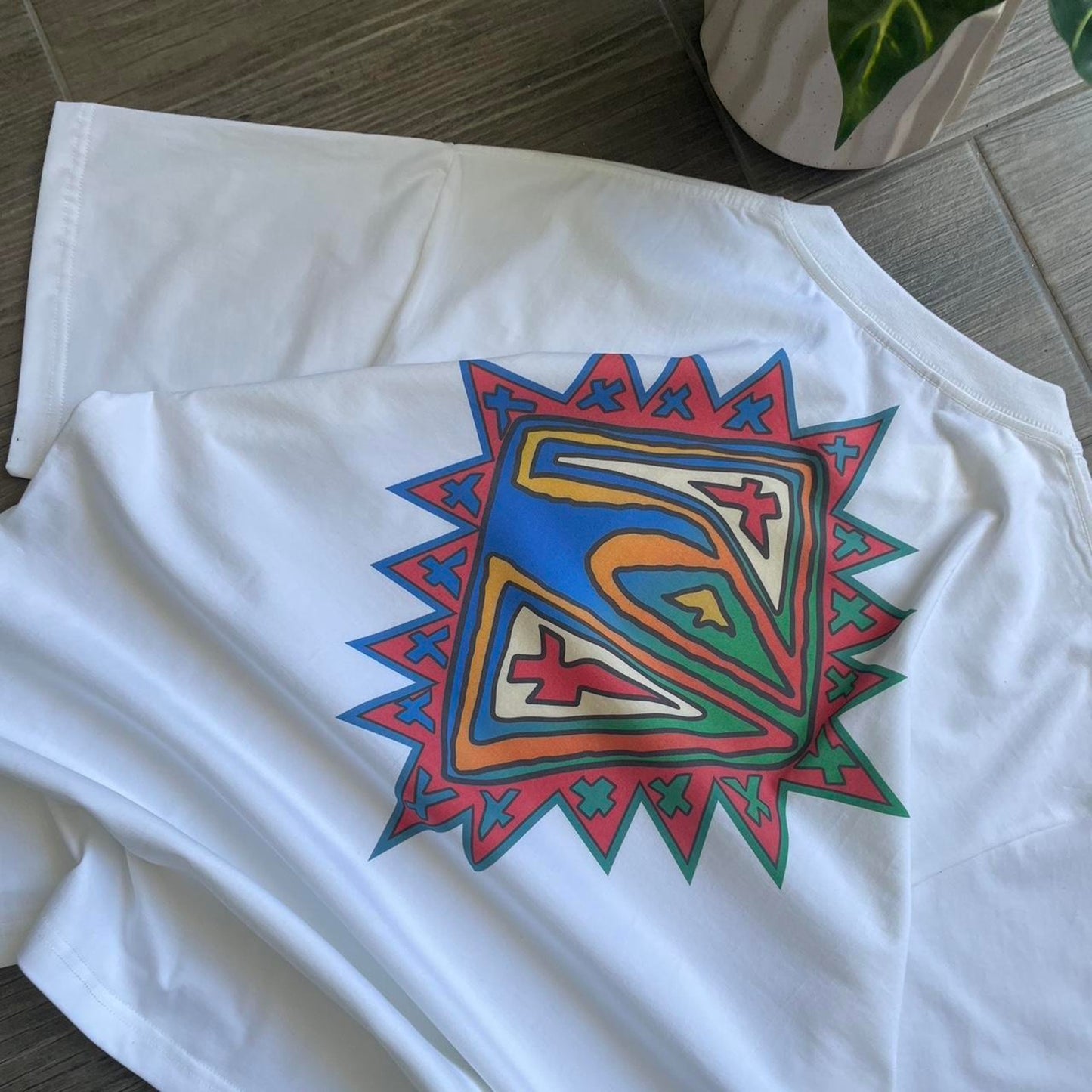 Quiksilver white big logo surf tee