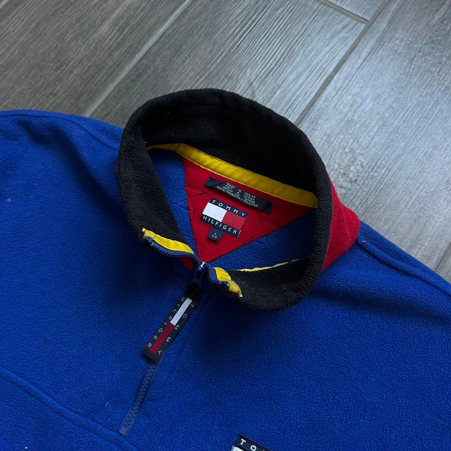 Tommy Hilfiger blue fleece quarter zip vintage L jumper