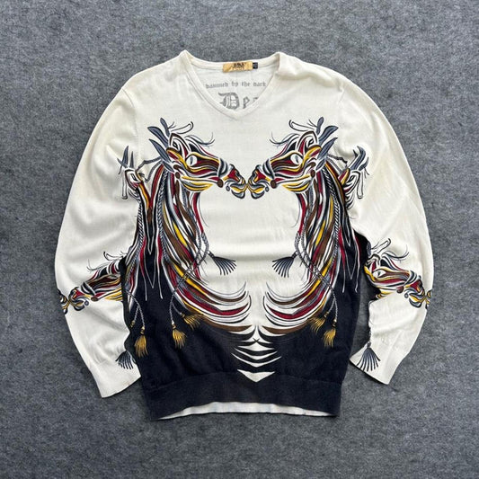 Y2K 2000s Grunge Graphic Jumper
