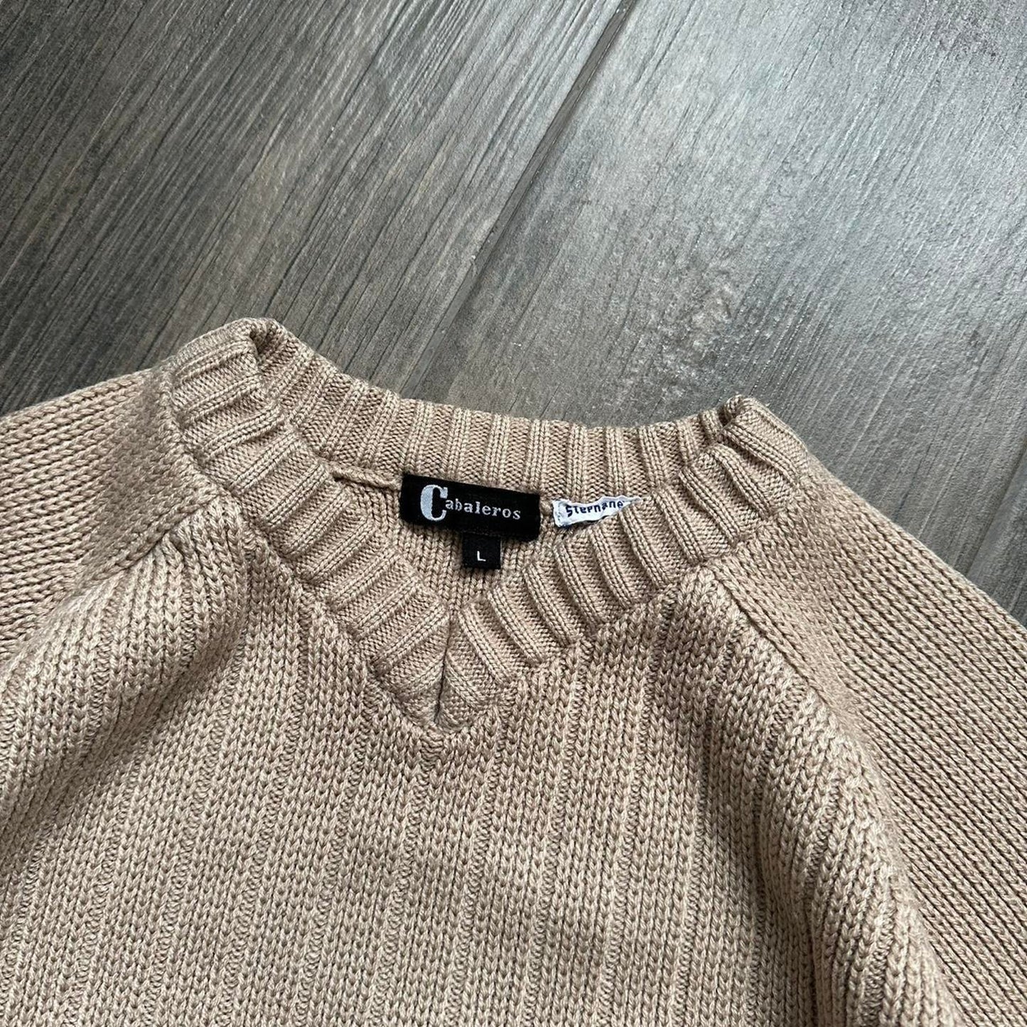 Tan oversized knit sweater