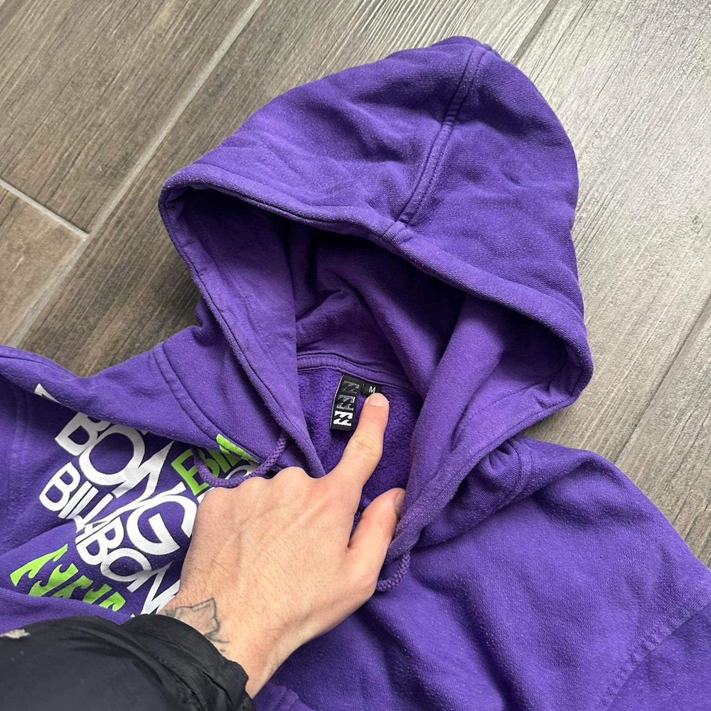 Billabong purple hoodie with green accents