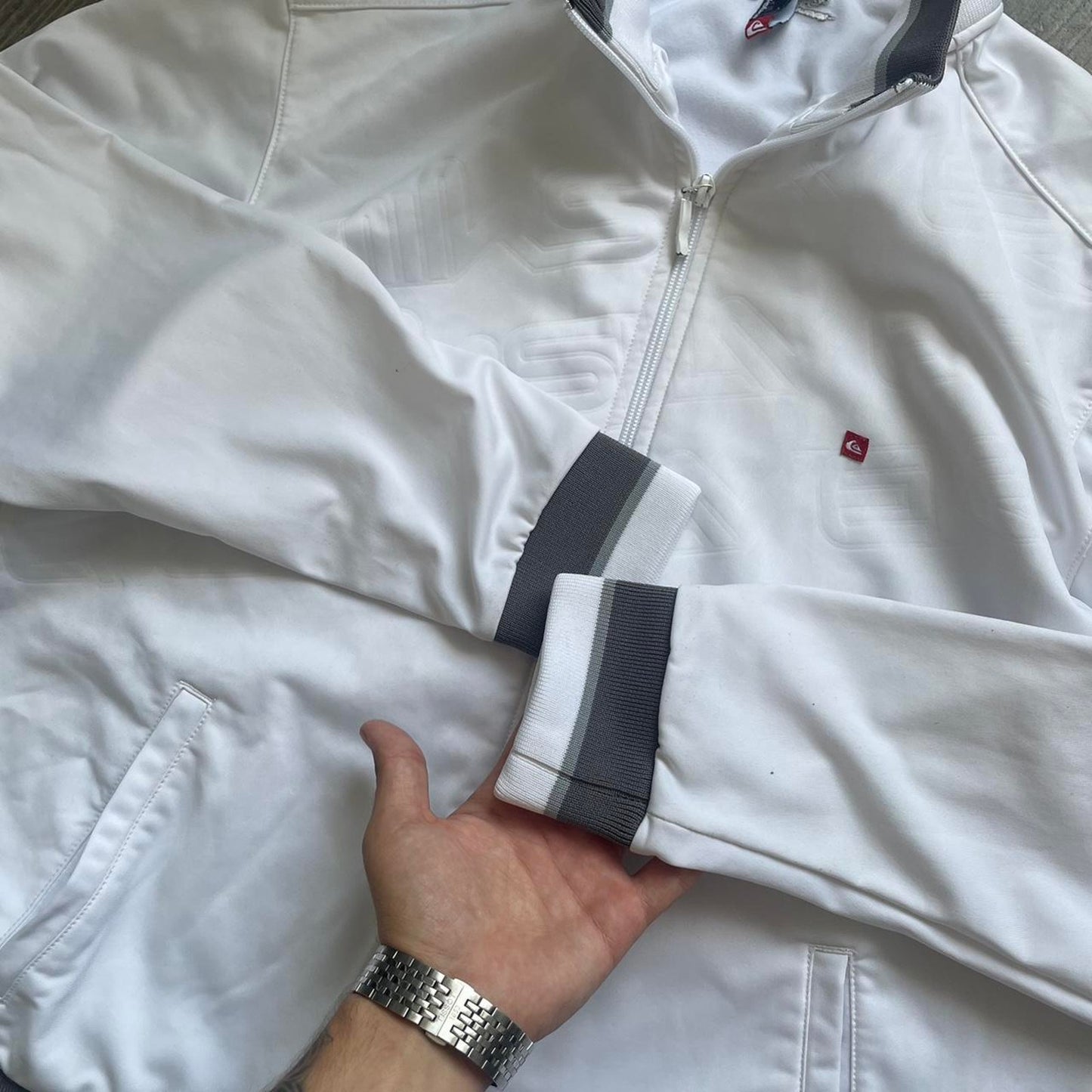 Quiksilver y2k white sport track top jumper