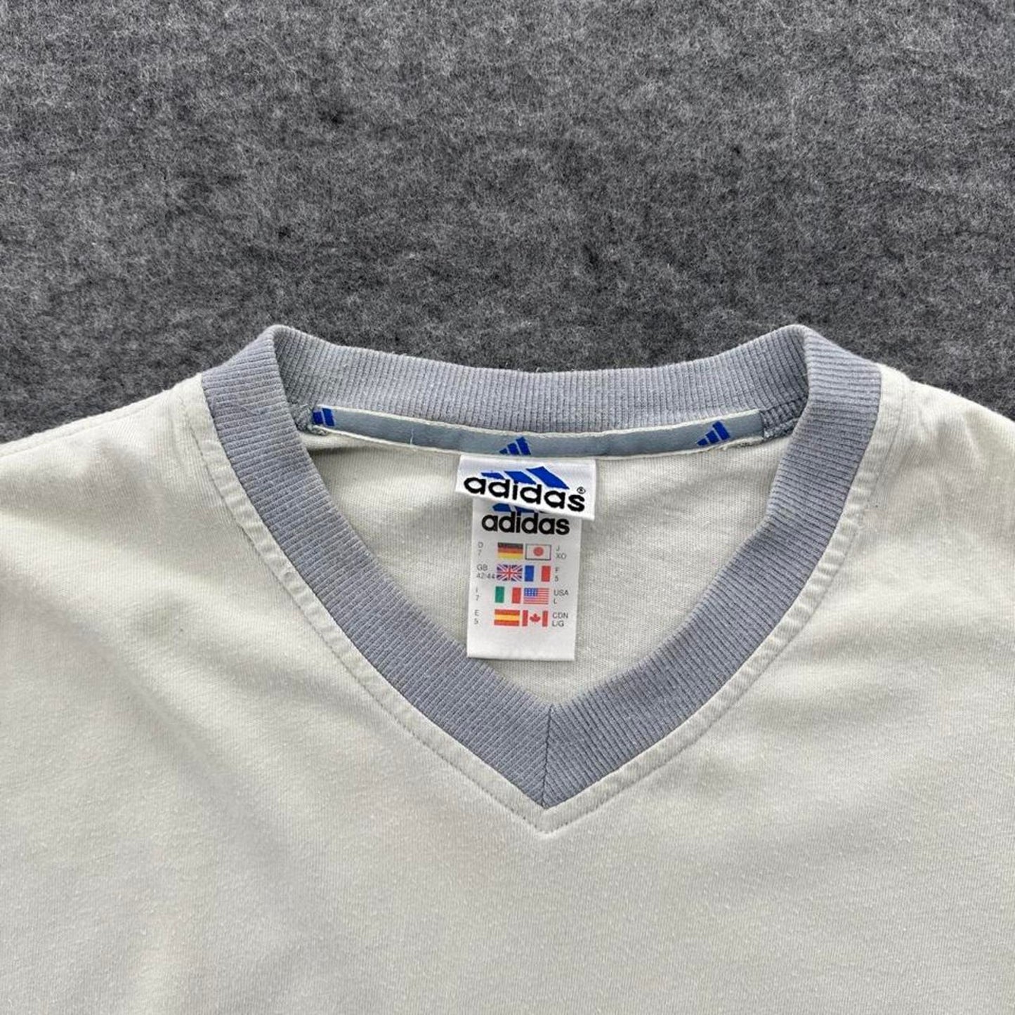 Adidas white and blue striped