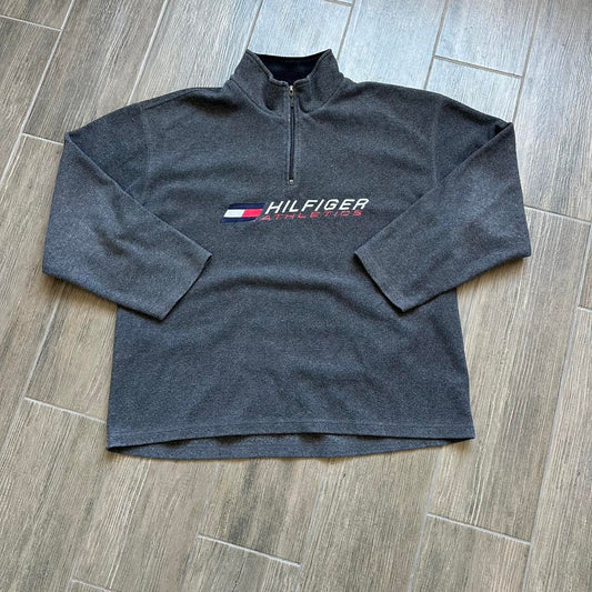 Tommy Hilfiger grey quarter zip fleece sweatshirt