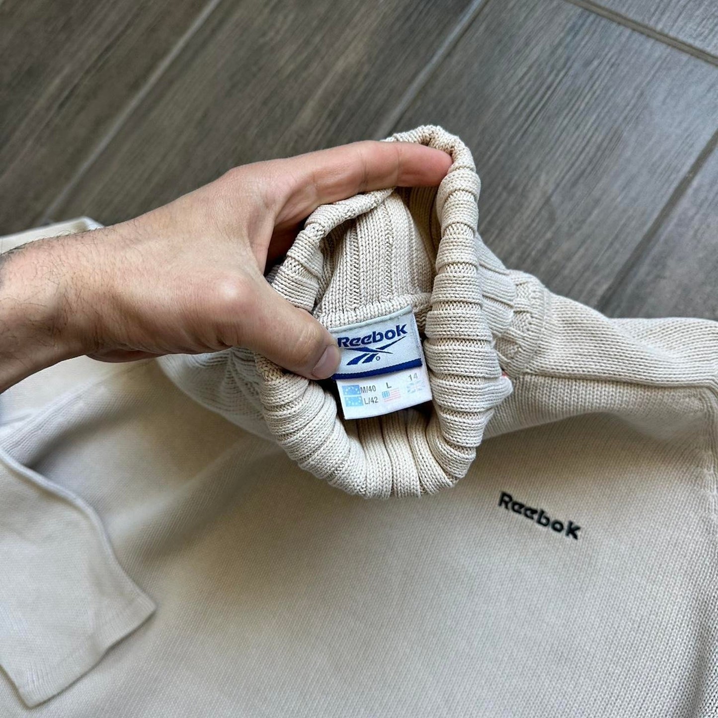Reebok cream turtleneck sweatshirt