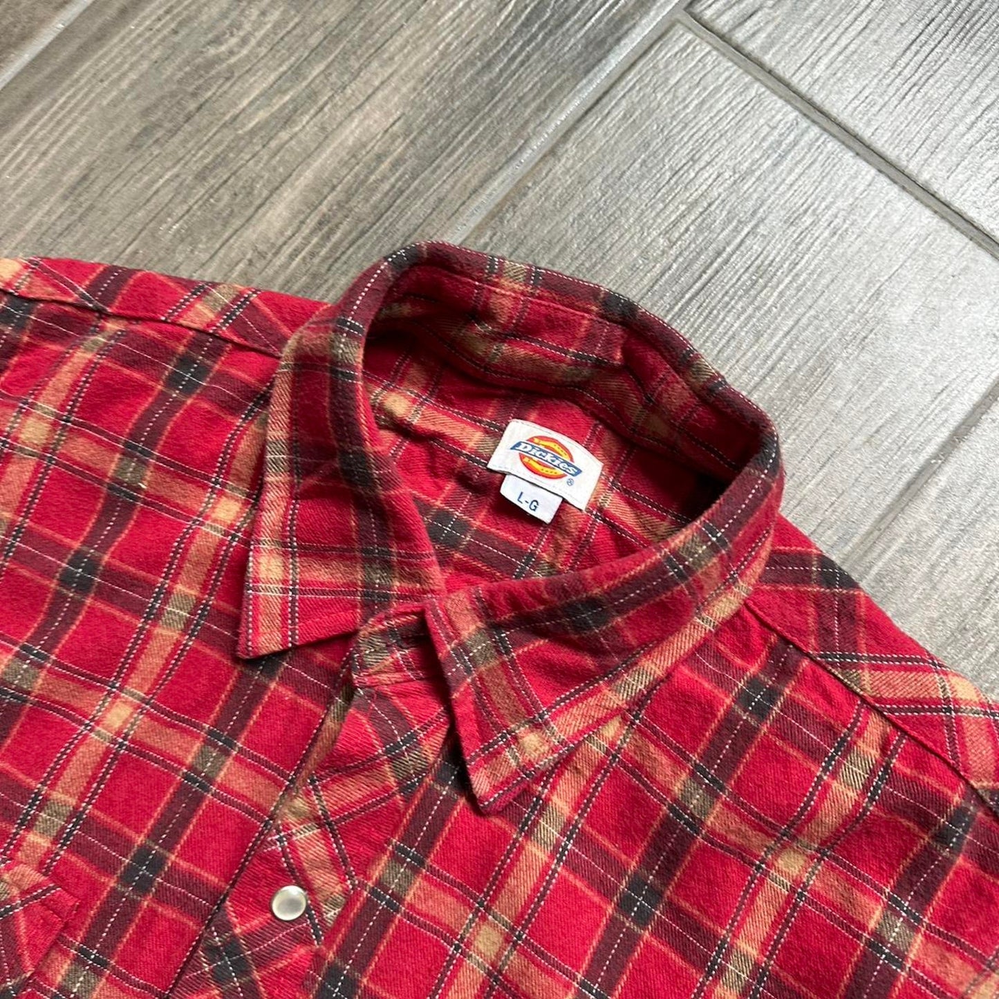Dickies red plaid button up shirt