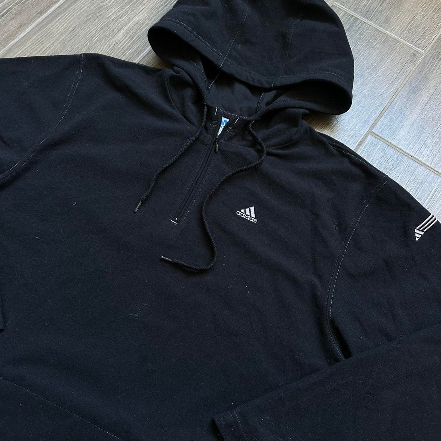 Adidas black fleece y2k quarter zip hoodie