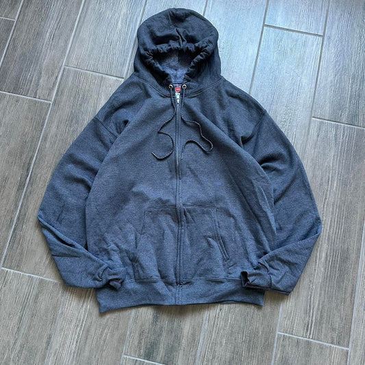 Y2k grey zip baggy M hoodie