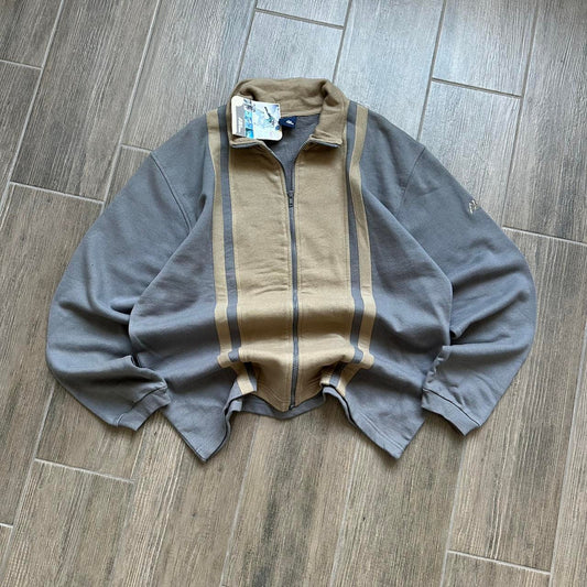 No Fear brown and grey zip vintage streetwear jumper