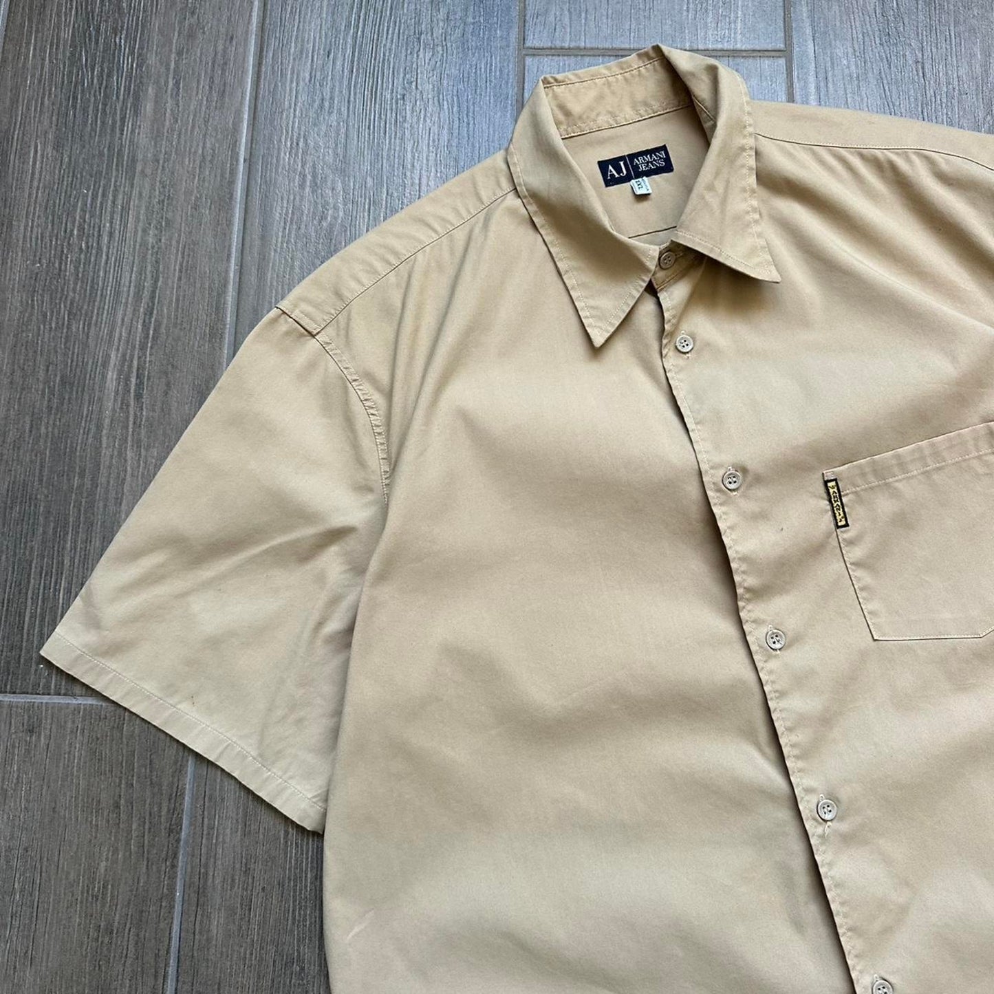 Armani Jeans tan button up shirt